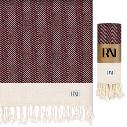 Herringbone Turkish Peshtemal Beach Bath Gym Yoga Towel 36” x 71”