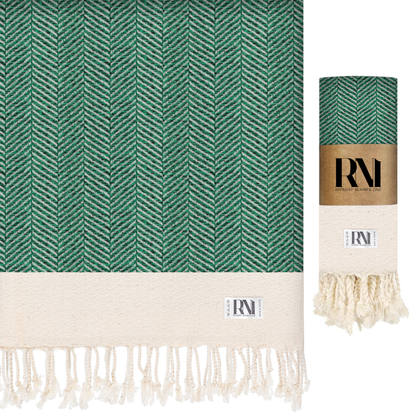 Herringbone Turkish Peshtemal Beach Bath Gym Yoga Towel 36” x 71”