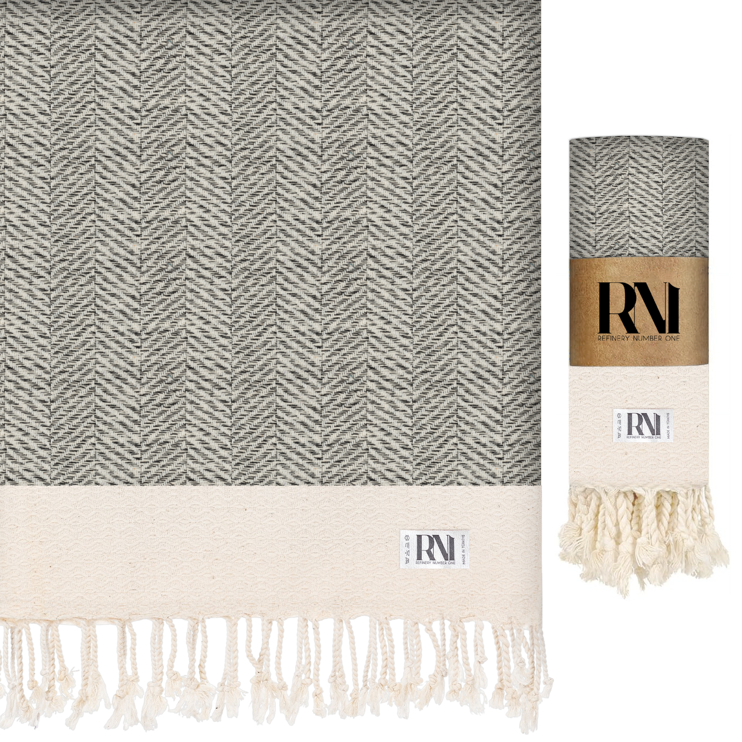 Herringbone Turkish Peshtemal Beach Bath Gym Yoga Towel 36” x 71”