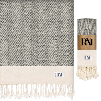 Herringbone Turkish Peshtemal Beach Bath Gym Yoga Towel 36” x 71”