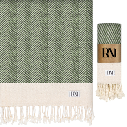 Herringbone Turkish Peshtemal Beach Bath Gym Yoga Towel 36” x 71”
