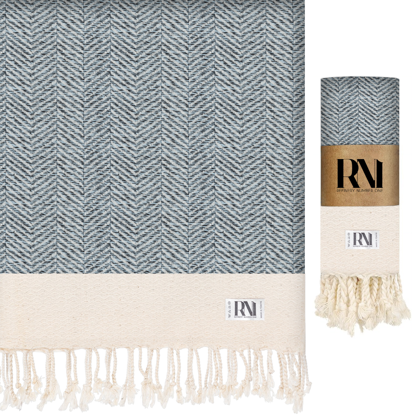 Herringbone Turkish Peshtemal Beach Bath Gym Yoga Towel 36” x 71”