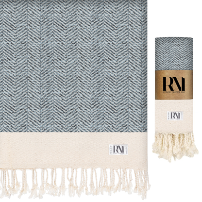 Herringbone Turkish Peshtemal Beach Bath Gym Yoga Towel 36” x 71”