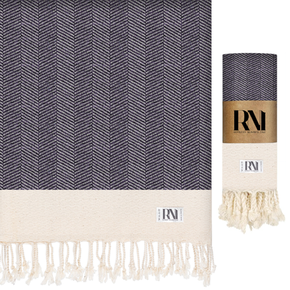 Herringbone Turkish Peshtemal Beach Bath Gym Yoga Towel 36” x 71”