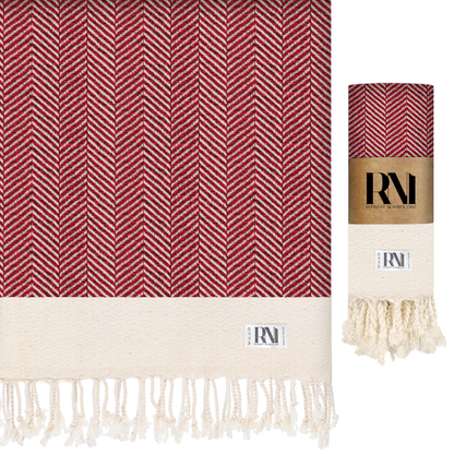 Herringbone Turkish Peshtemal Beach Bath Gym Yoga Towel 36” x 71”