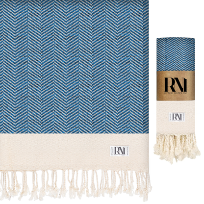 Herringbone Turkish Peshtemal Beach Bath Gym Yoga Towel 36” x 71”