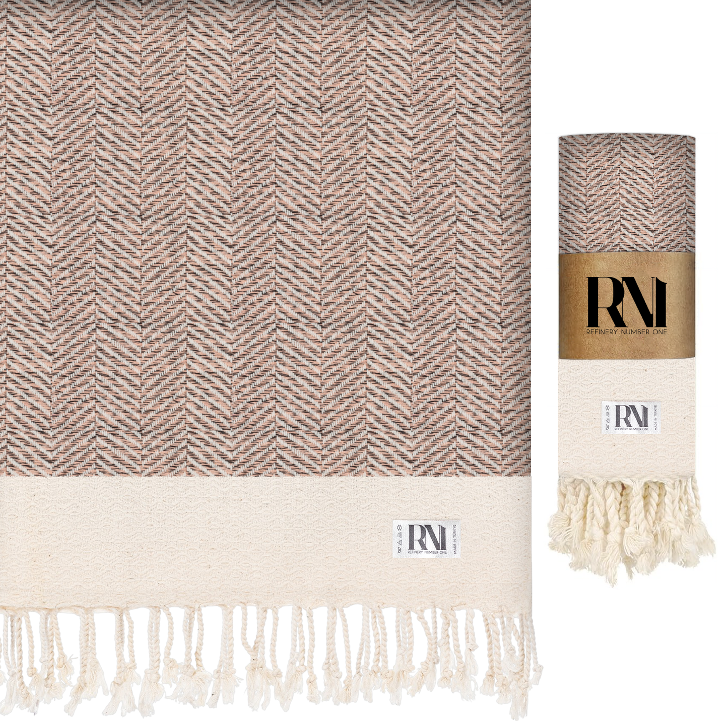 Herringbone Turkish Peshtemal Beach Bath Gym Yoga Towel 36” x 71”