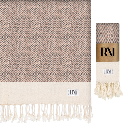 Herringbone Turkish Peshtemal Beach Bath Gym Yoga Towel 36” x 71”