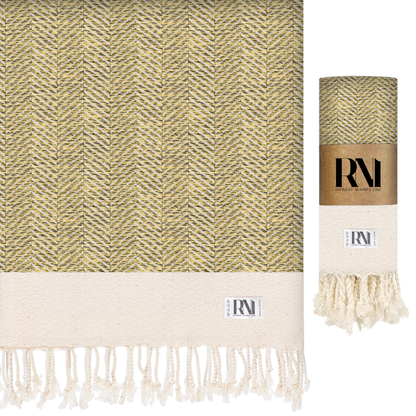 Herringbone Turkish Peshtemal Beach Bath Gym Yoga Towel 36” x 71”