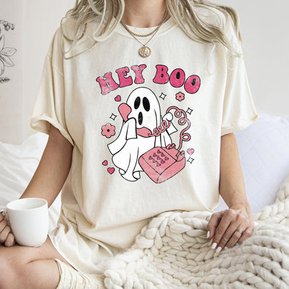 Hey Boo Retro Halloween Comfort Colors Tshirt