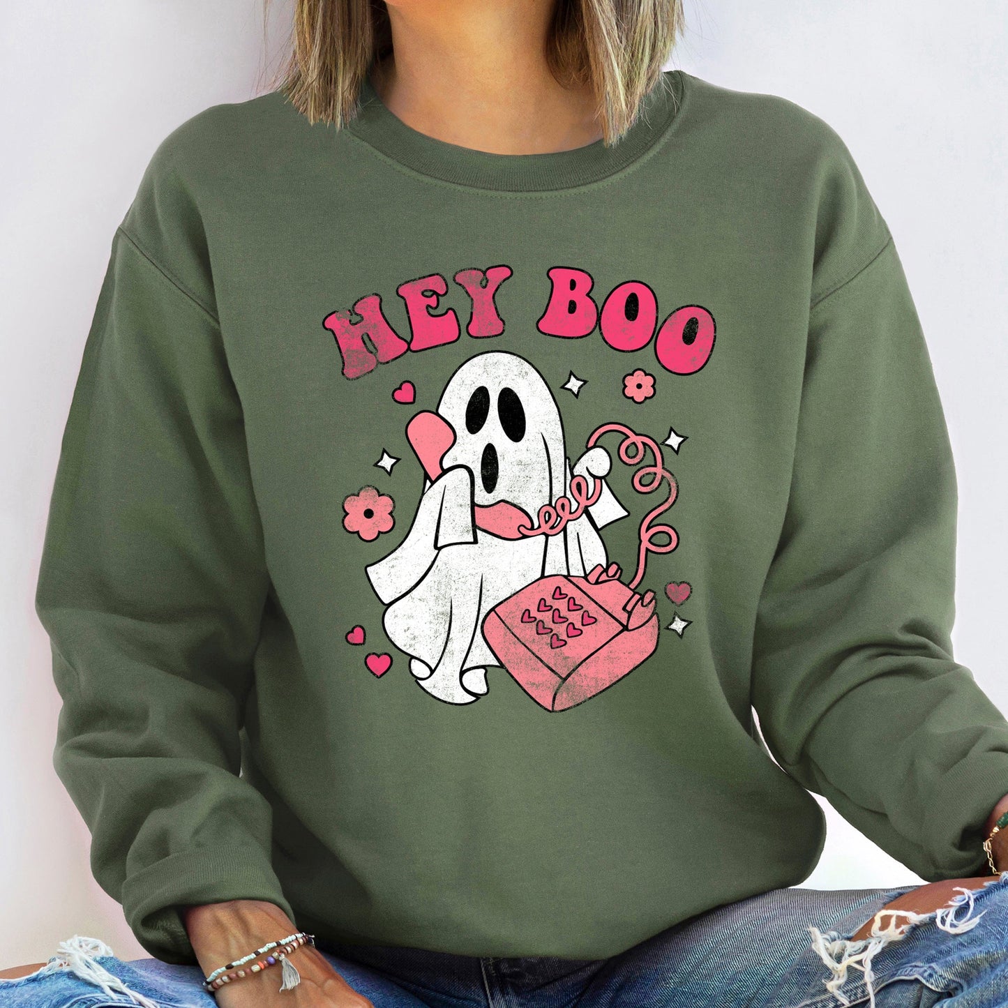 Hey Boo Vintage Halloween Sweatshirt
