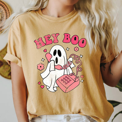 Hey Boo Retro Halloween Comfort Colors Tshirt