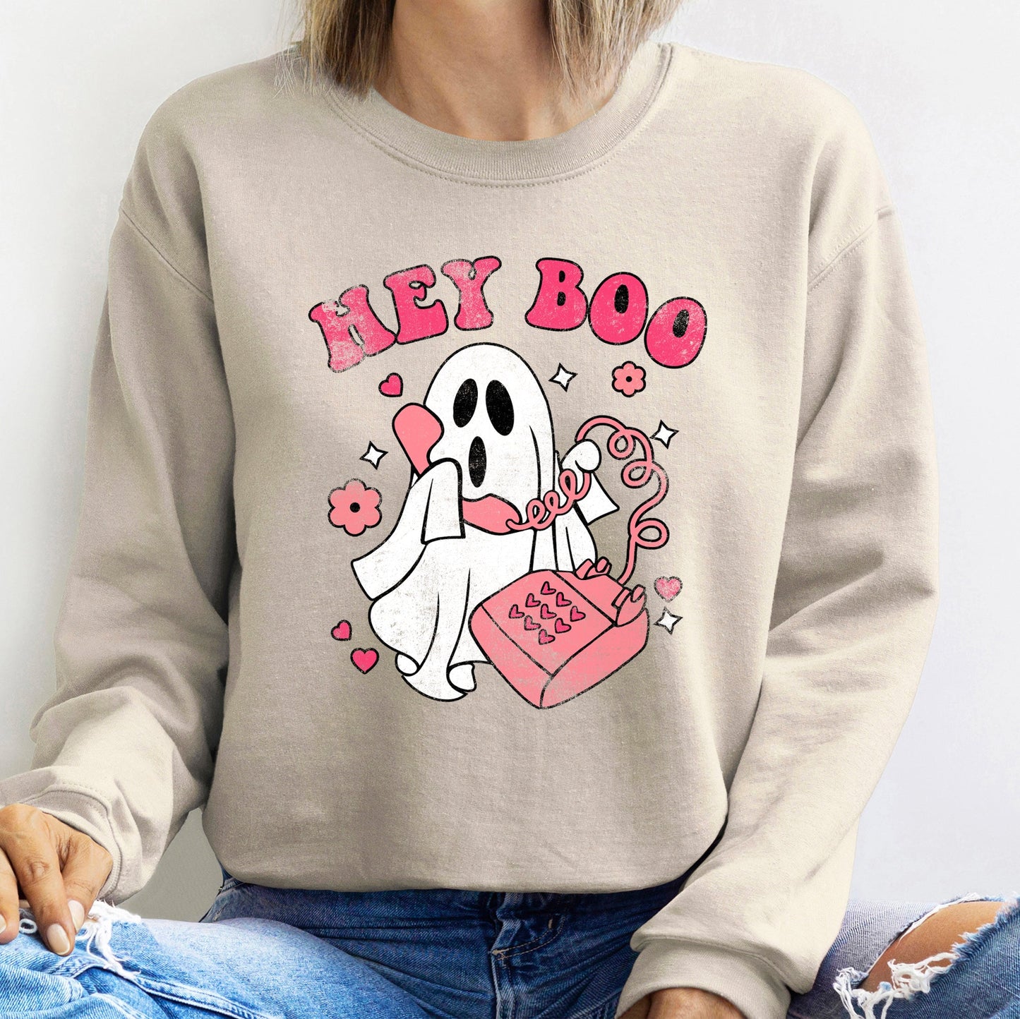 Hey Boo Vintage Halloween Sweatshirt