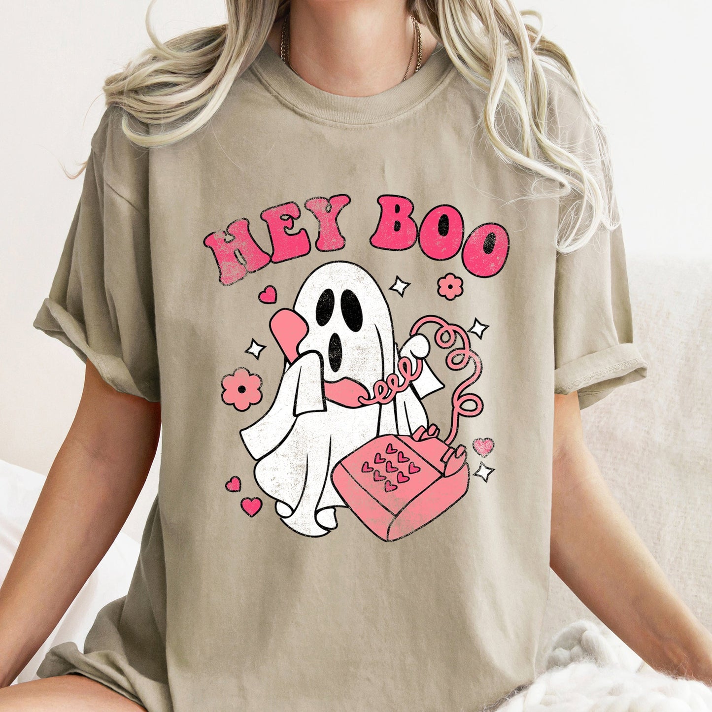Hey Boo Retro Halloween Comfort Colors Tshirt
