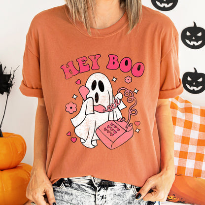 Hey Boo Retro Halloween Comfort Colors Tshirt