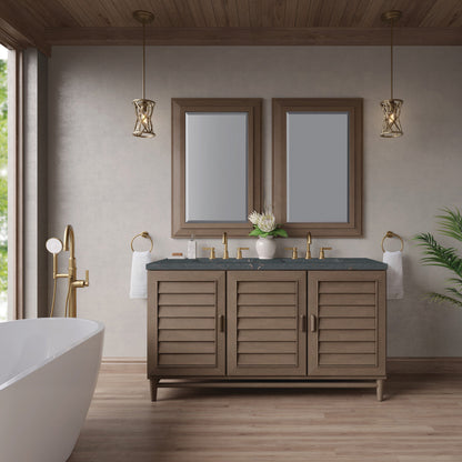 Portland 60" Double Vanity Cabinet, Whitewashed Walnut