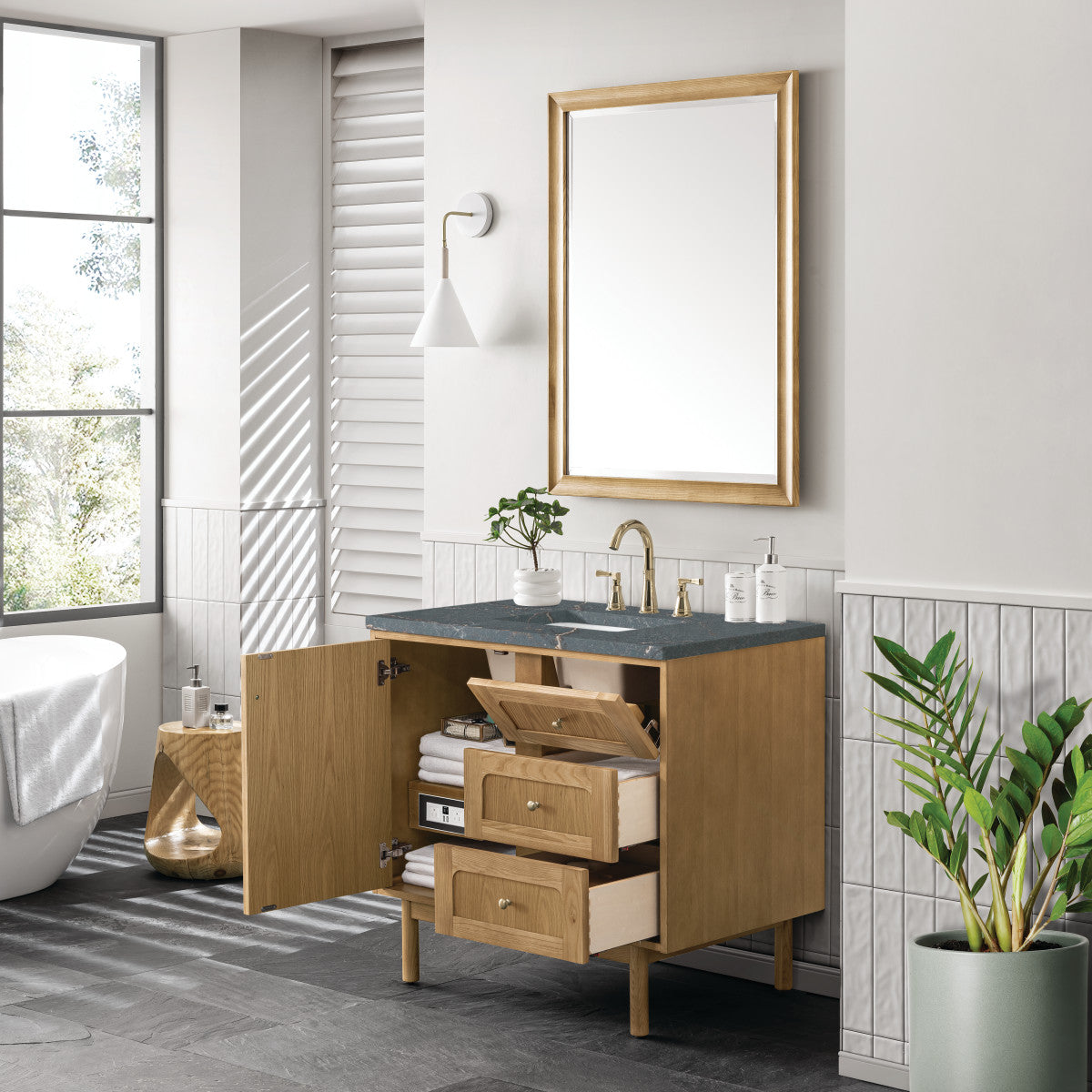 Laurent 36" Single Vanity Cabinet, Light Natural Oak