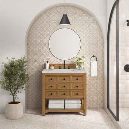 Malibu 36" Single Vanity Cabinet, Amber Birch