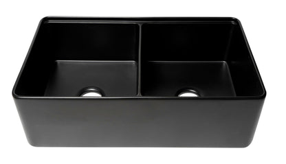ALFI brand ABFS3320D Workstation 33" x 20" Double Bowl Step Rim Fireclay Farm Sink with Accessories