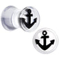 Clear Acrylic Black Anchor Saddle Plug Set 6mm to 20mm