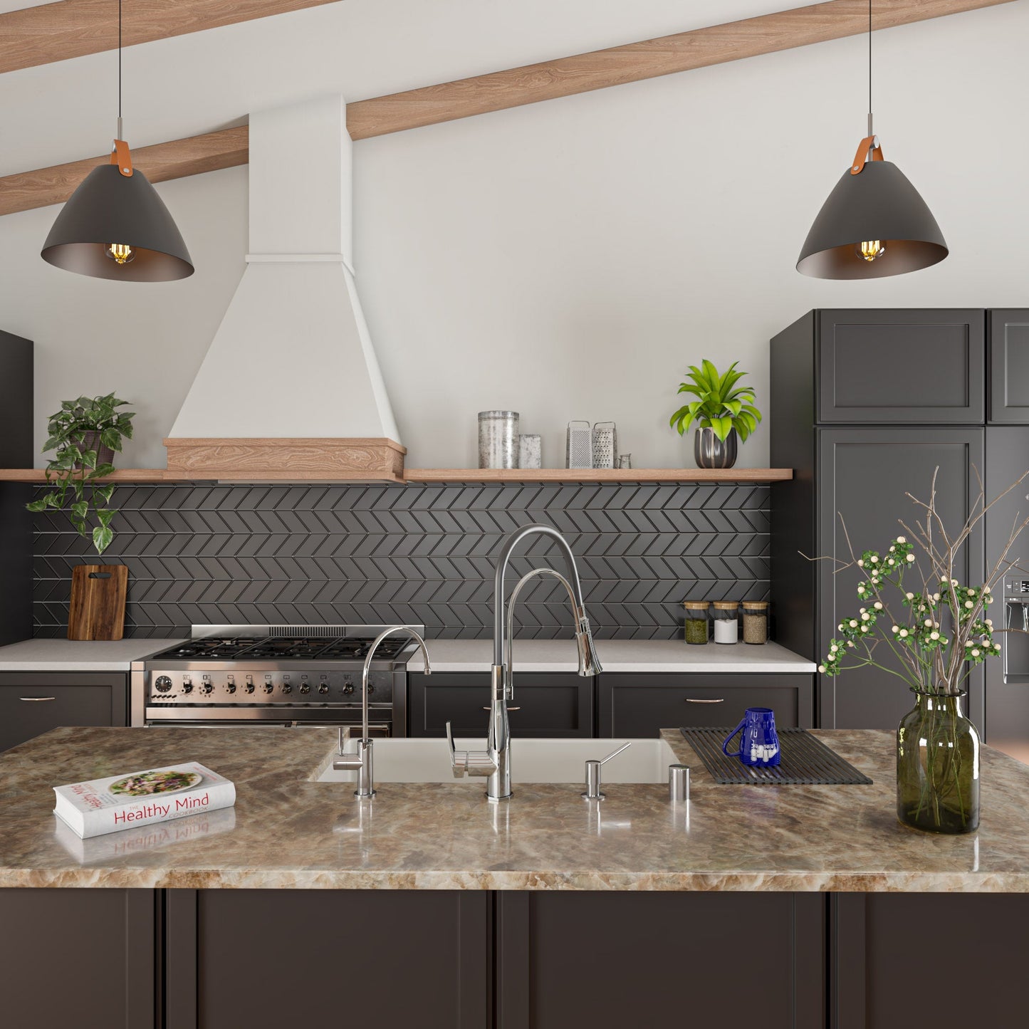 ALFI brand ABKF3001 Kitchen Faucet with Black Rubber Stem