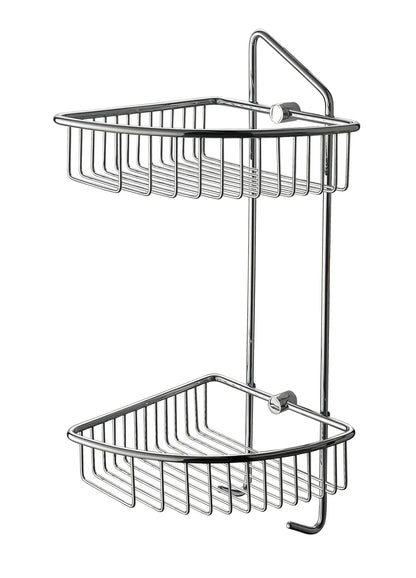 ALFI brand  AB9532 Polished Chrome Corner Mounted Double Basket Shower Shelf Bathroom Accessory