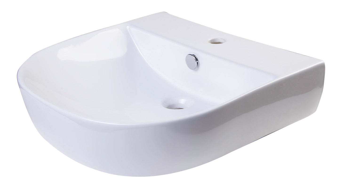 ALFI brand  AB110  20" White D-Bowl Porcelain Wall Mounted Bath Sink