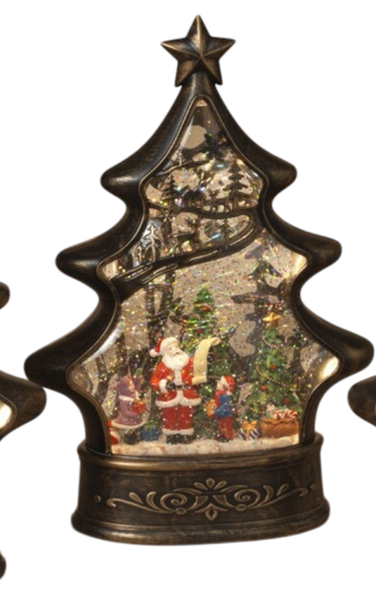 Illuminated Christmas Tree Water Globe  - Santa