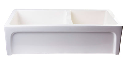 ALFI brand AB3618ARCH Arched Apron Thick Wall Fireclay Double Bowl Farm Sink