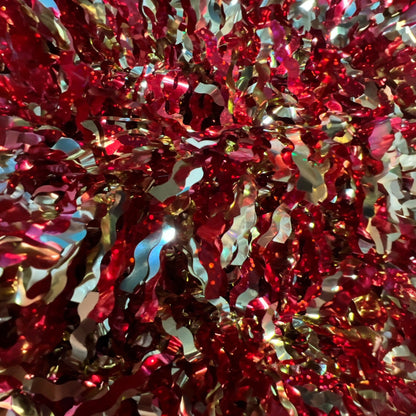 Red and Gold Holographic  Garland  Wavy Cut  3ply