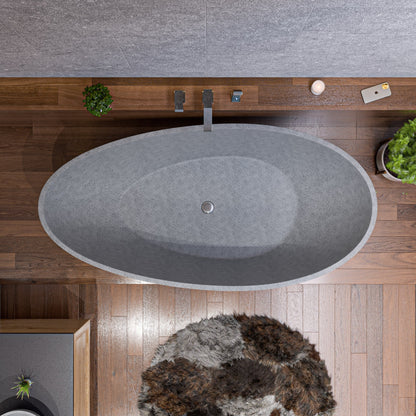 ALFI brand  ABCO72TUB 72" Solid Concrete Tear Drop Freestanding Bathtub