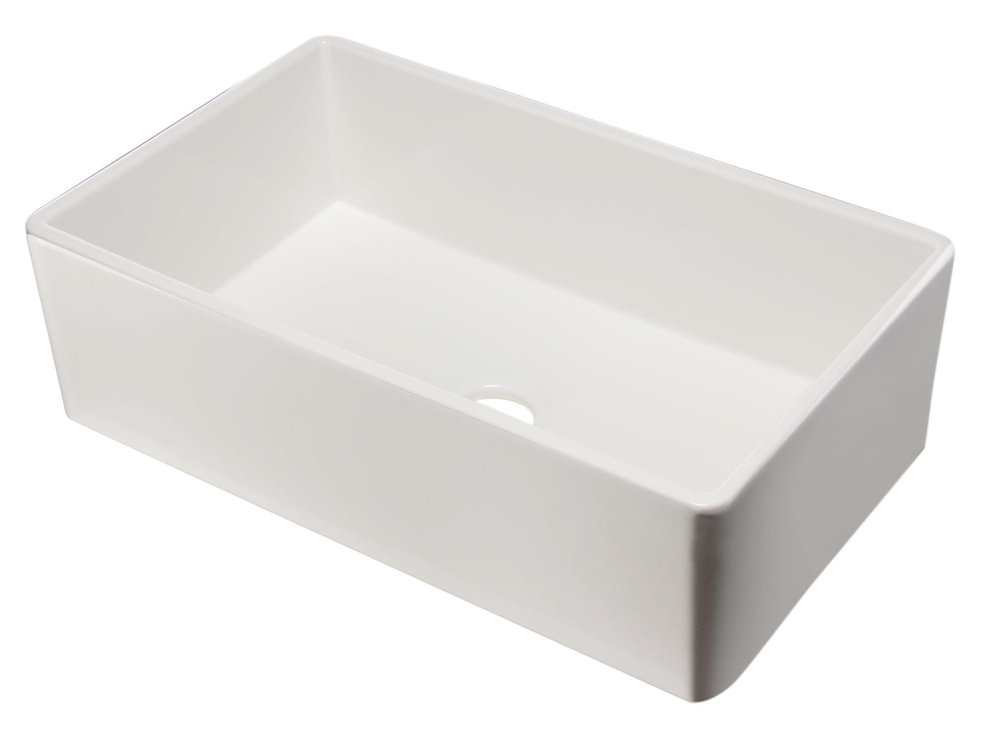 ALFI brand AB533 AB533-W 33" White Smooth Apron Single Bowl Fireclay Farm Sink