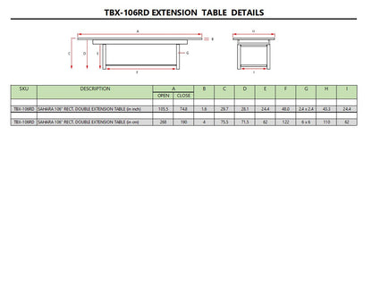 Sahara 106" Rectangular Double Extension Table