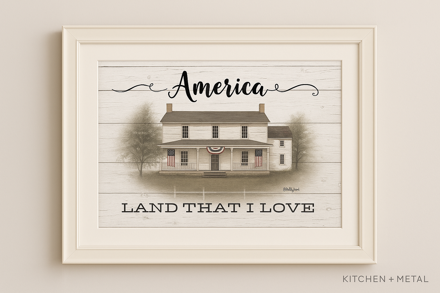 High-Resolution America Land That I Love Artwork with Kitchen + Metal Branding