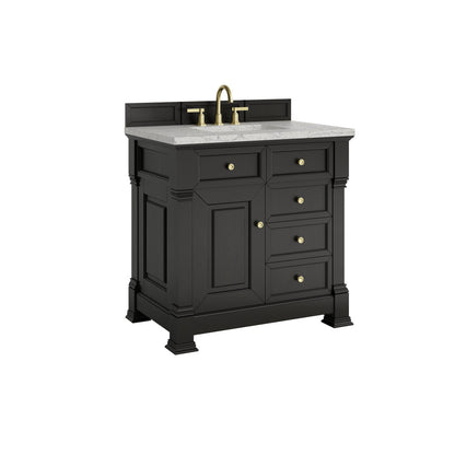 James Martin 547-V36 Brookfield 36” Single Vanity – Black Onyx / Honey Oak / Pearl Charcoal