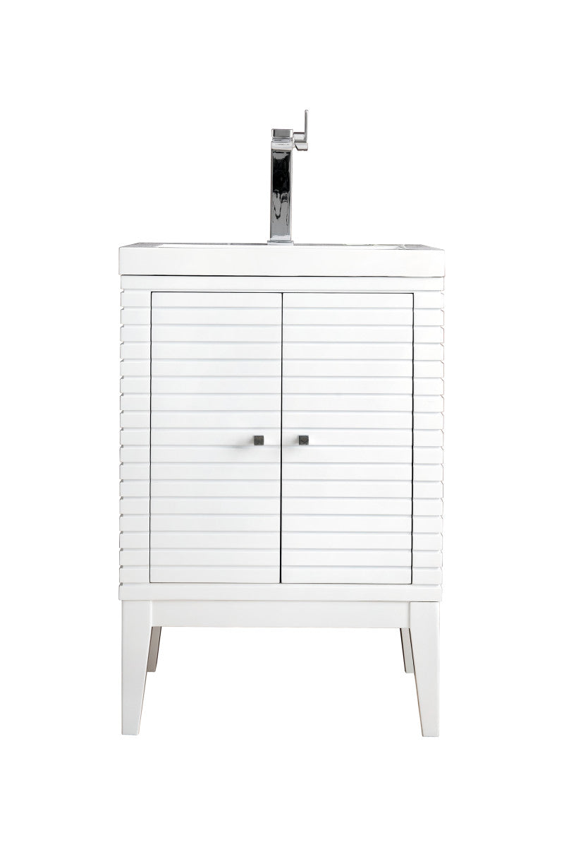 Linden 24" Single Vanity with White Glossy Composite Stone Top