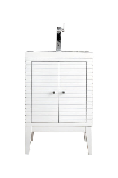 Linden 24" Single Vanity with White Glossy Composite Stone Top