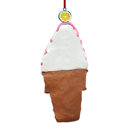 Ice cream cone-shaped toy with white cream and brown cone on a white background