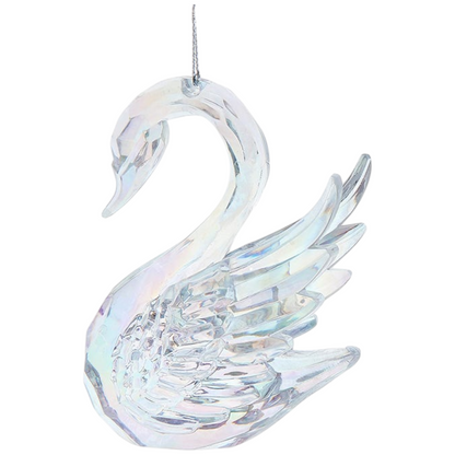 Crystal swan ornament on a white background