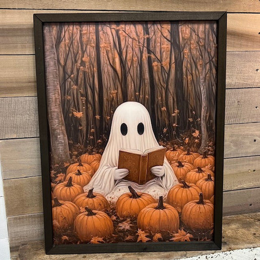18x24 FALL READING GHOST - BOXWOOD FRAME