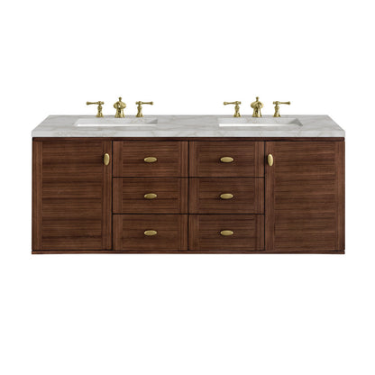 Amberly 60" Double Vanity Cabinet, Mid-Century Walnut