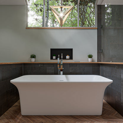 ALFI brand  AB9942 67" White Rectangular Solid Surface Smooth Resin Soaking Bathtub