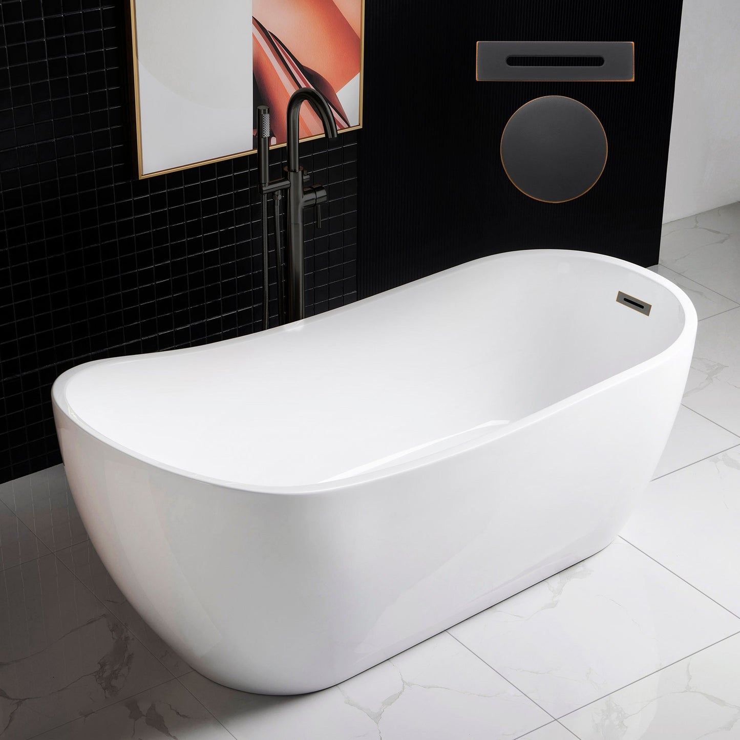 WOODBRIDGE 67" Acrylic Freestanding Bathtub Contemporary Soaking Tub