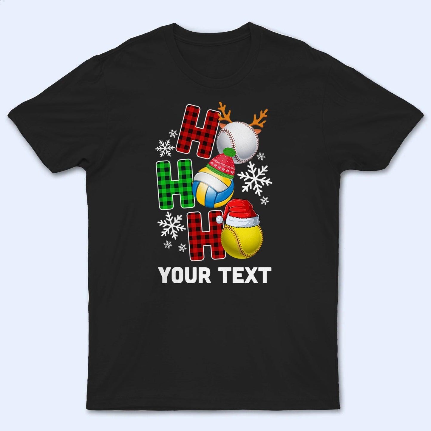 HO HO HO Christmas Sport - Personalized Custom T Shirt - Birthday, Loving, Funny Gift for Grandma/Nana/Mimi, Mom, Wife, Grandparent