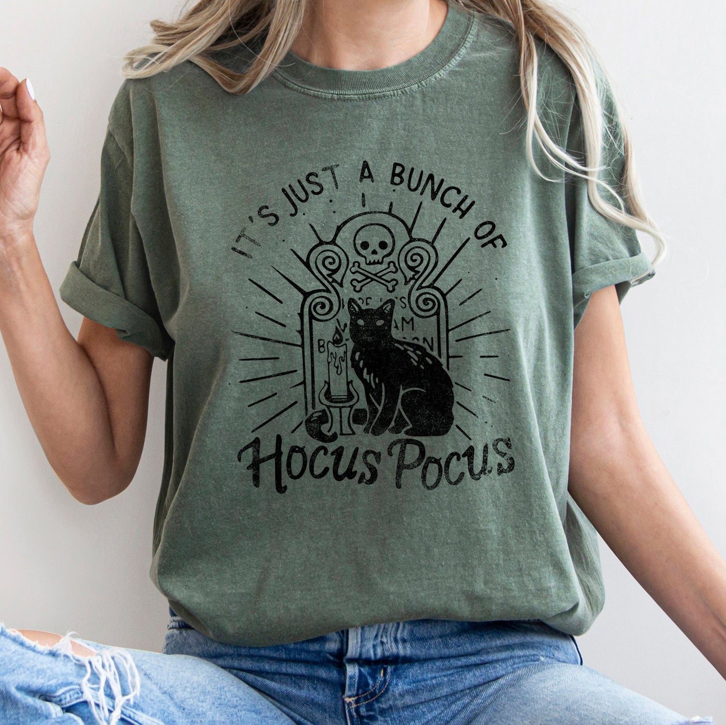 It's Just A Bunch Of Hocus Pocus Retro Halloween Comfort Colors Tshirt