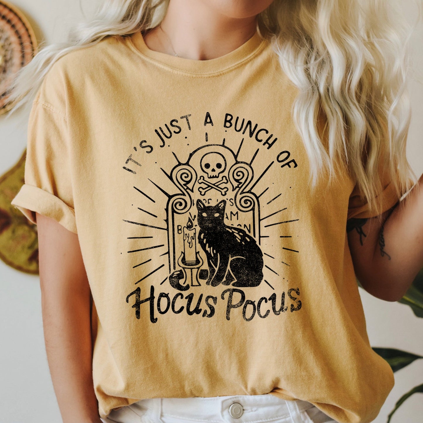 It's Just A Bunch Of Hocus Pocus Retro Halloween Comfort Colors Tshirt
