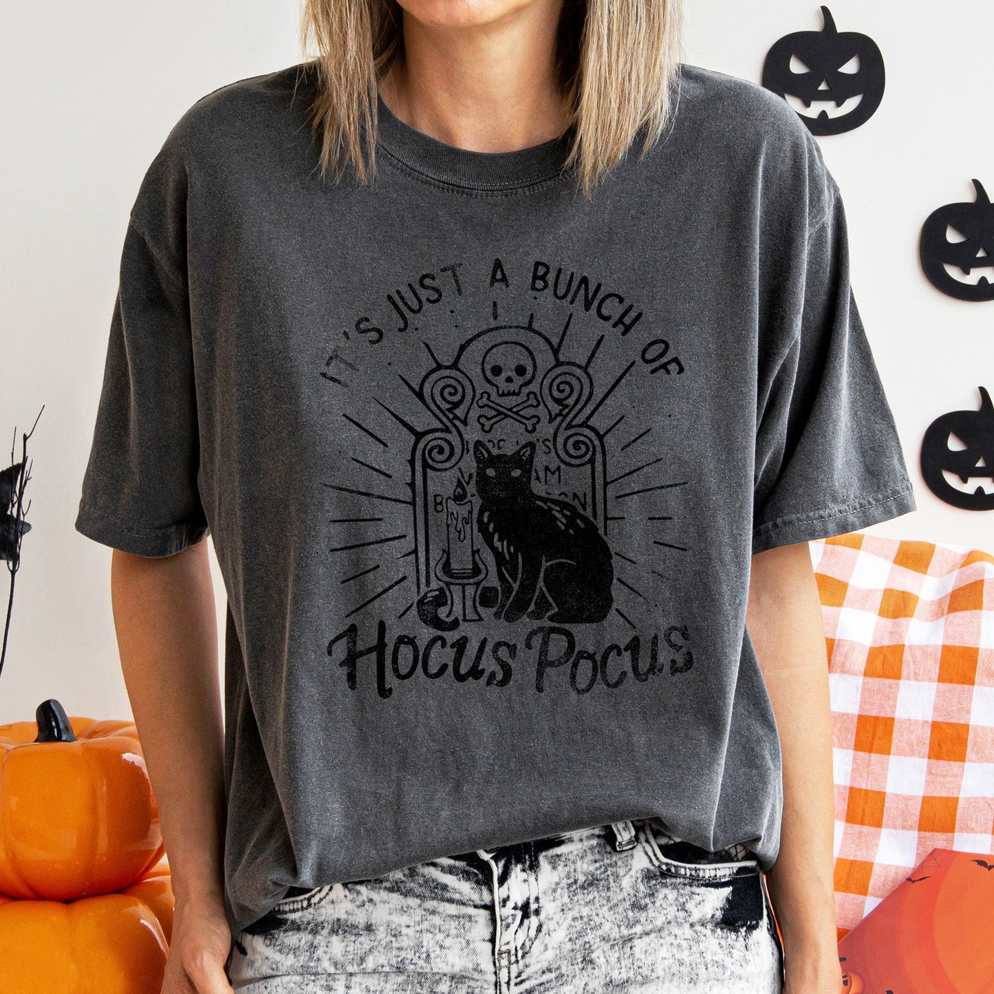 It's Just A Bunch Of Hocus Pocus Retro Halloween Comfort Colors Tshirt