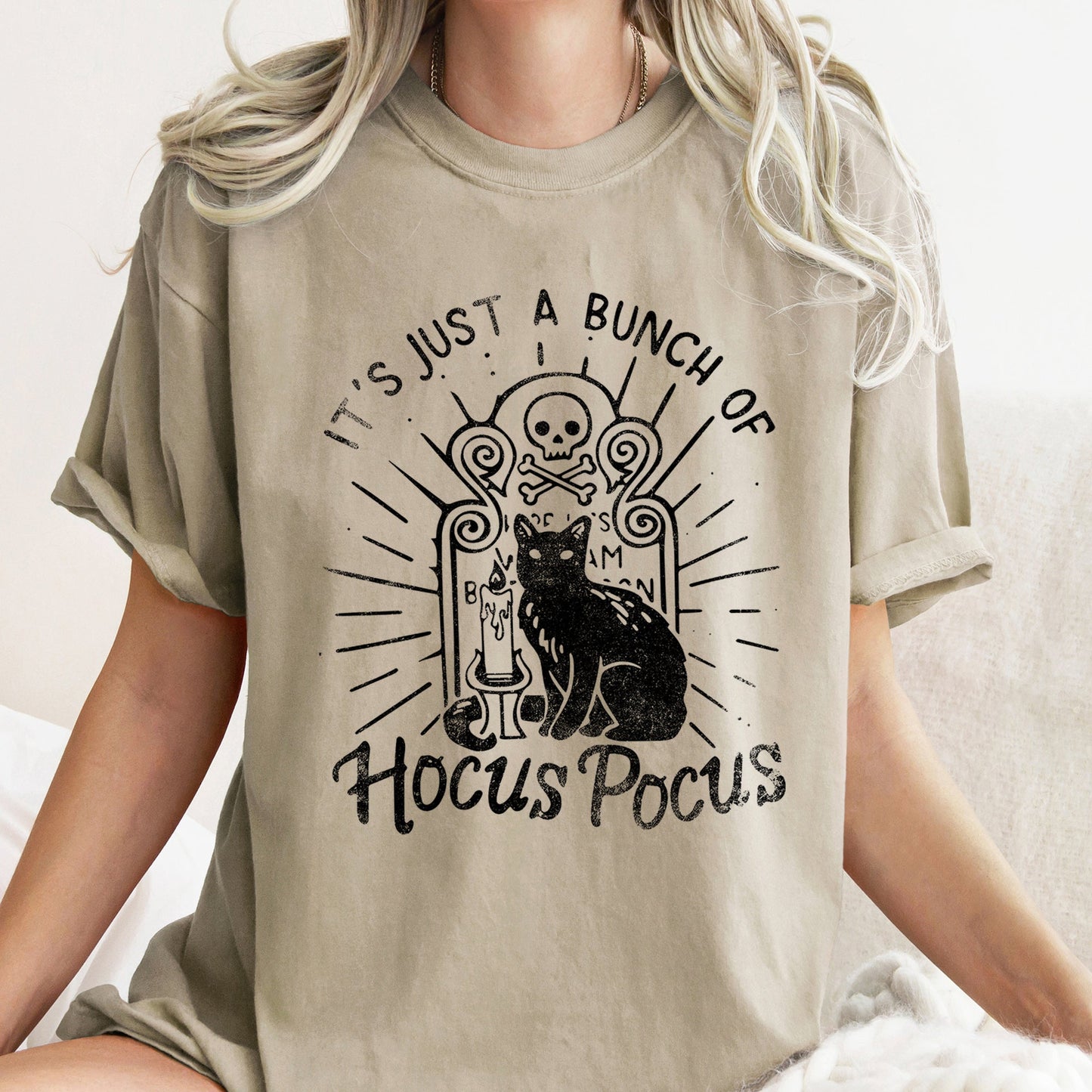 It's Just A Bunch Of Hocus Pocus Retro Halloween Comfort Colors Tshirt