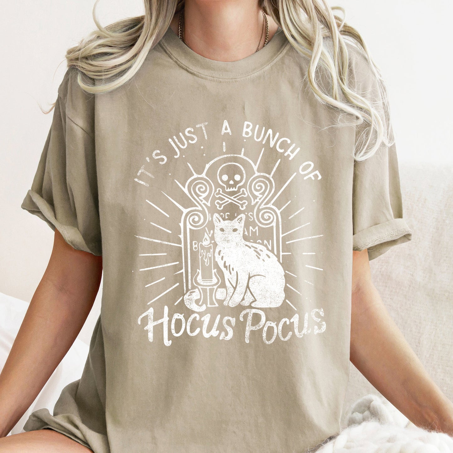 It's Just A Bunch Of Hocus Pocus Retro Halloween Comfort Colors Tshirt