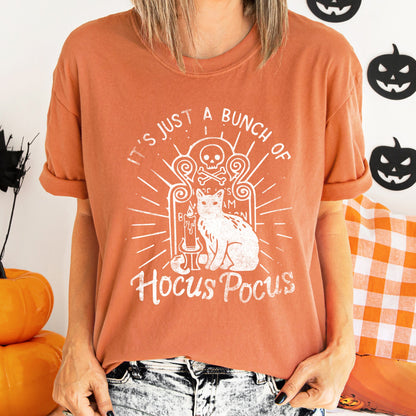 It's Just A Bunch Of Hocus Pocus Retro Halloween Comfort Colors Tshirt